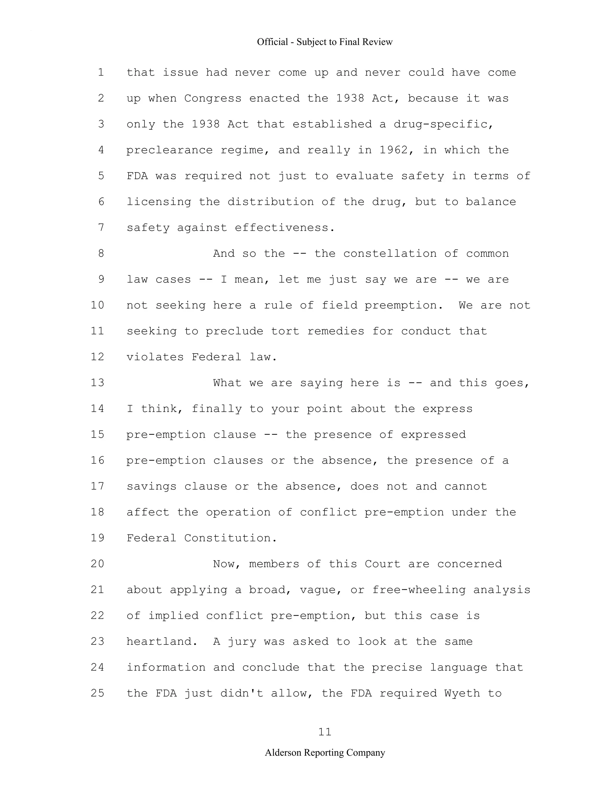 2009 BIOL503 Class 3 Supporting document: Wyeth V Levine Scotus Oral Argument Transcript 06 1249