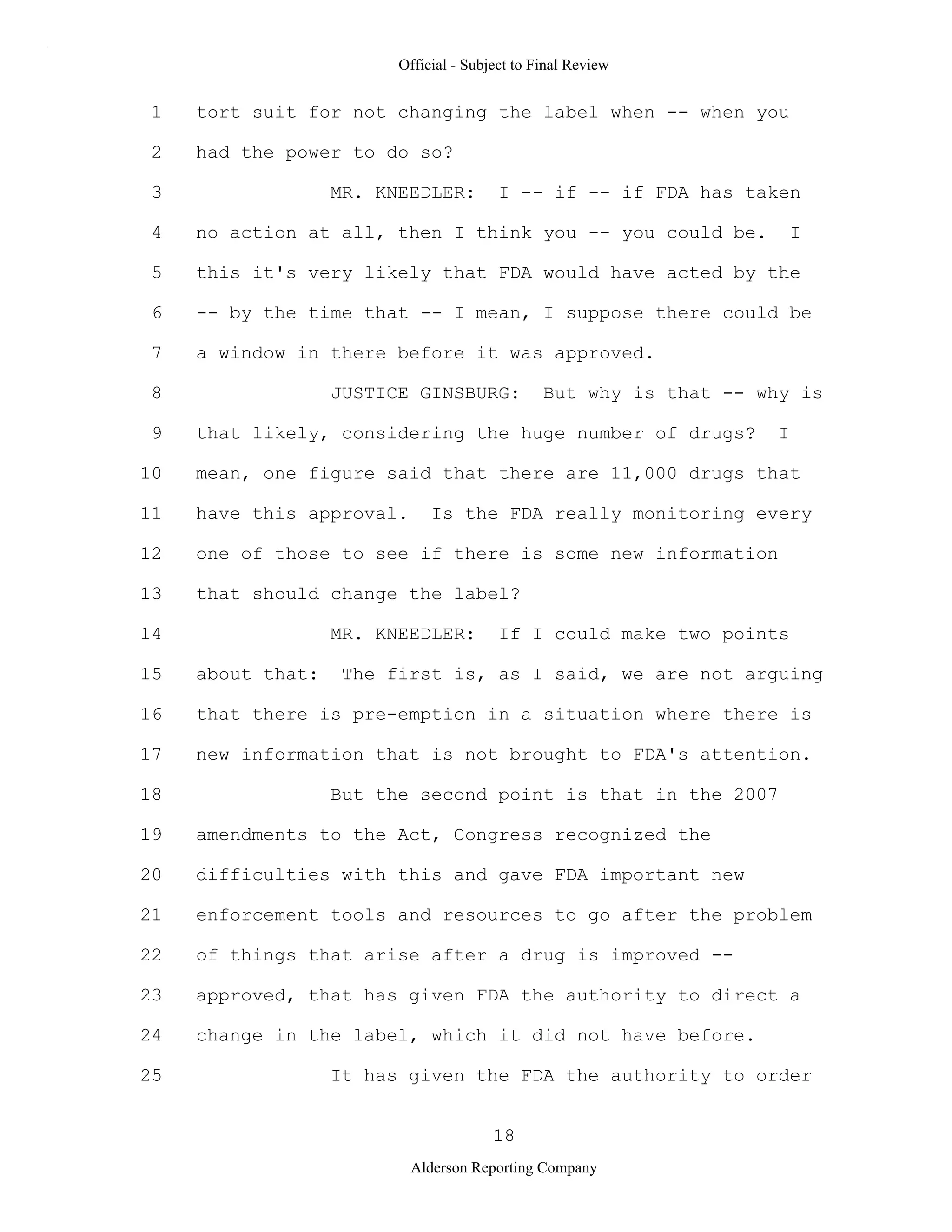 2009 BIOL503 Class 3 Supporting document: Wyeth V Levine Scotus Oral Argument Transcript 06 1249
