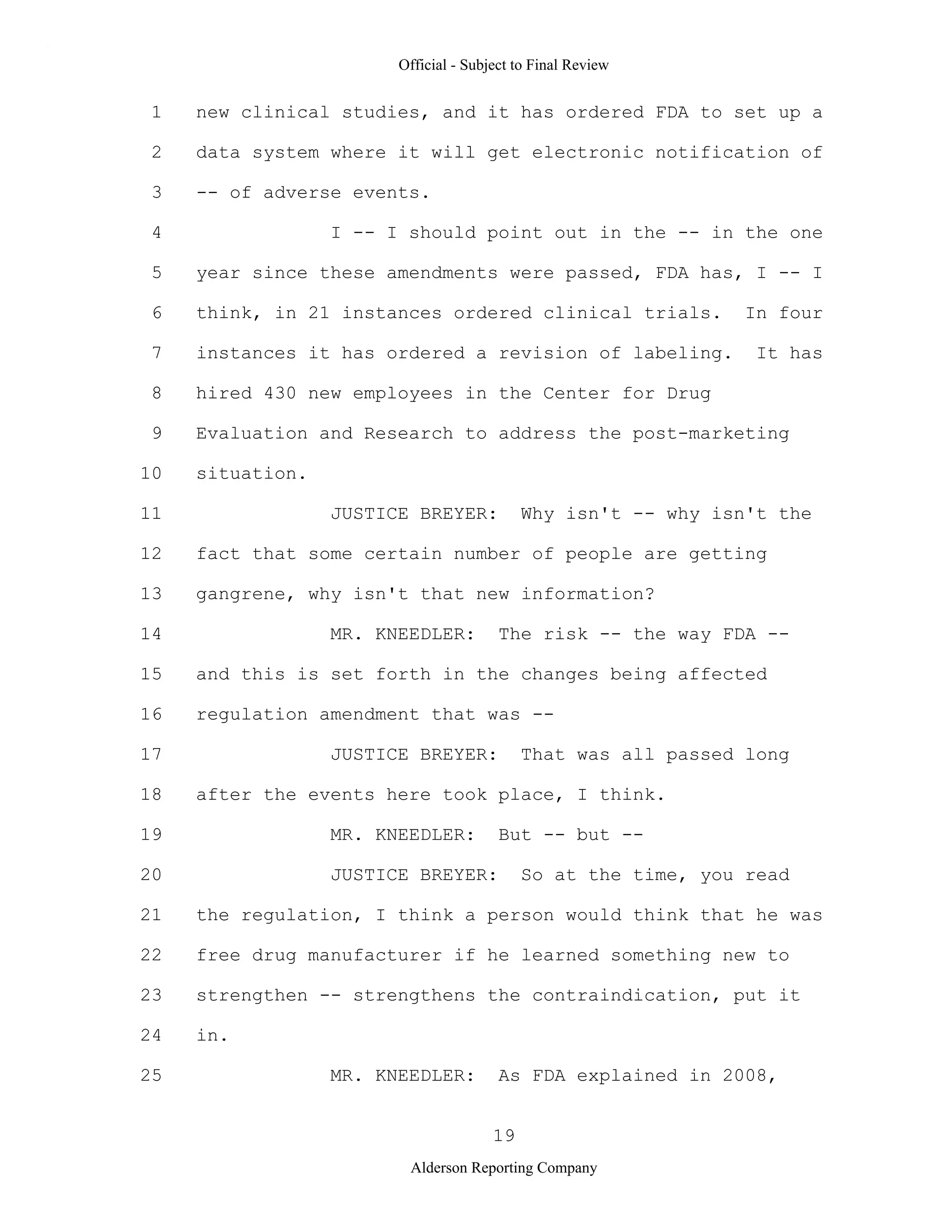 2009 BIOL503 Class 3 Supporting document: Wyeth V Levine Scotus Oral Argument Transcript 06 1249