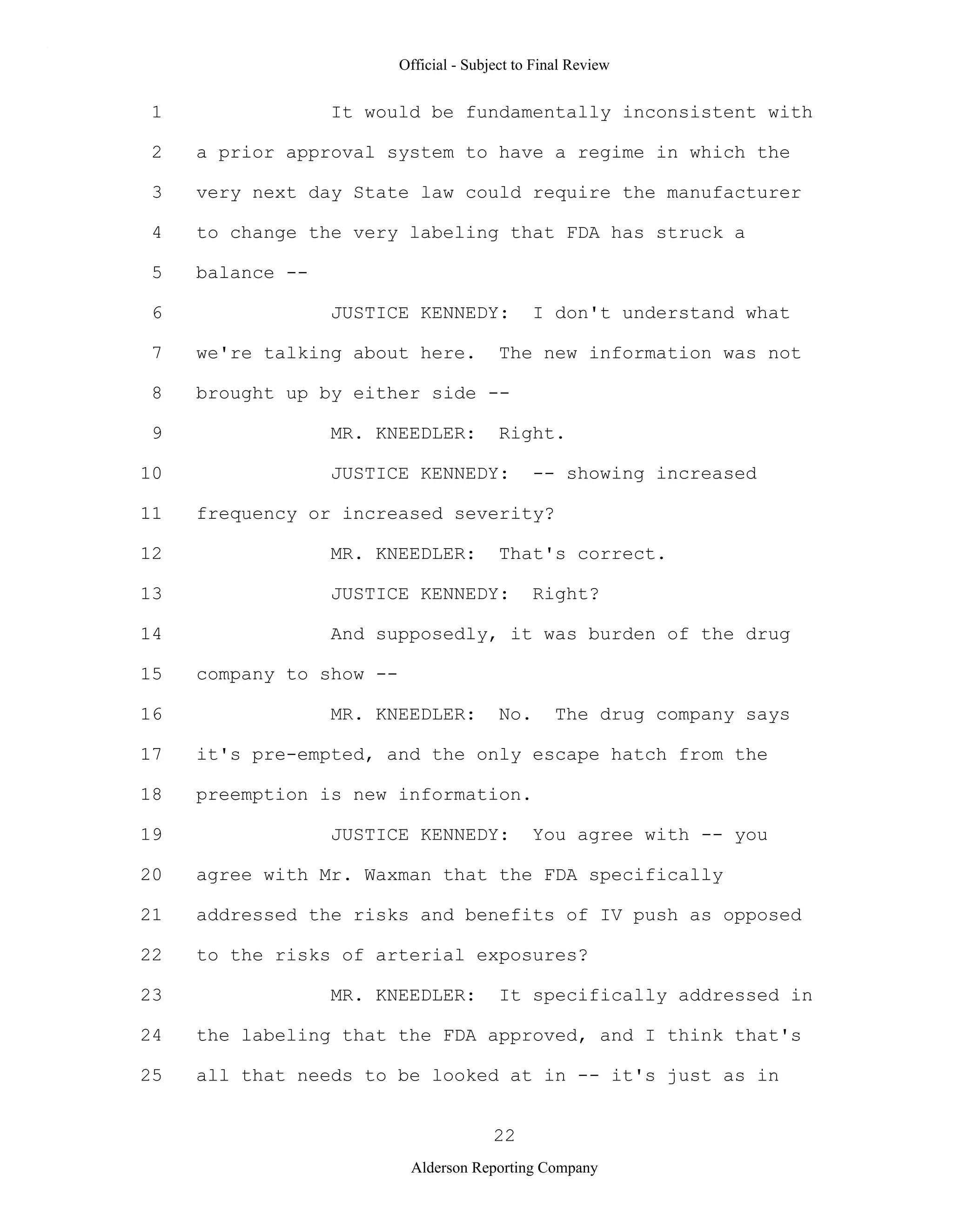 2009 BIOL503 Class 3 Supporting document: Wyeth V Levine Scotus Oral Argument Transcript 06 1249