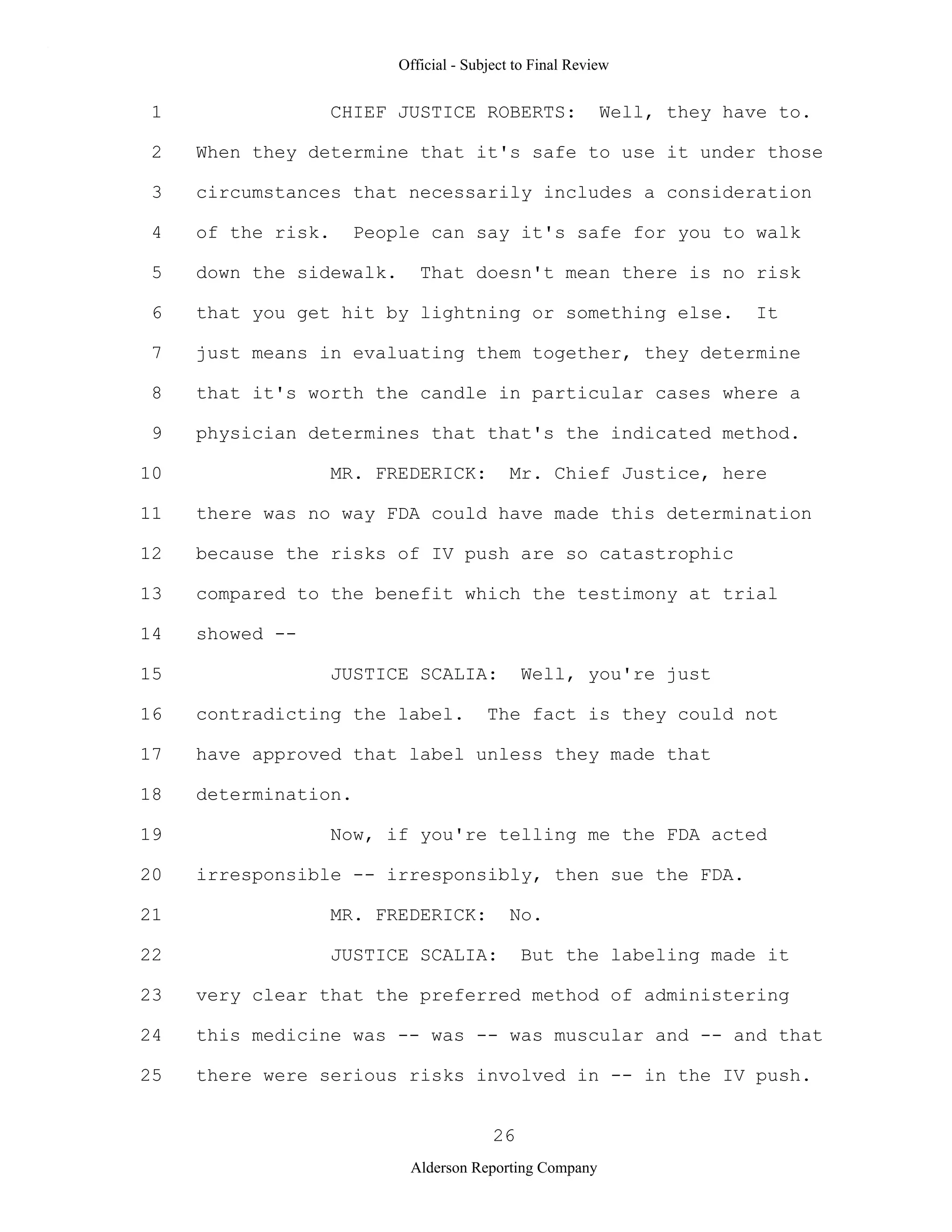 2009 BIOL503 Class 3 Supporting document: Wyeth V Levine Scotus Oral Argument Transcript 06 1249