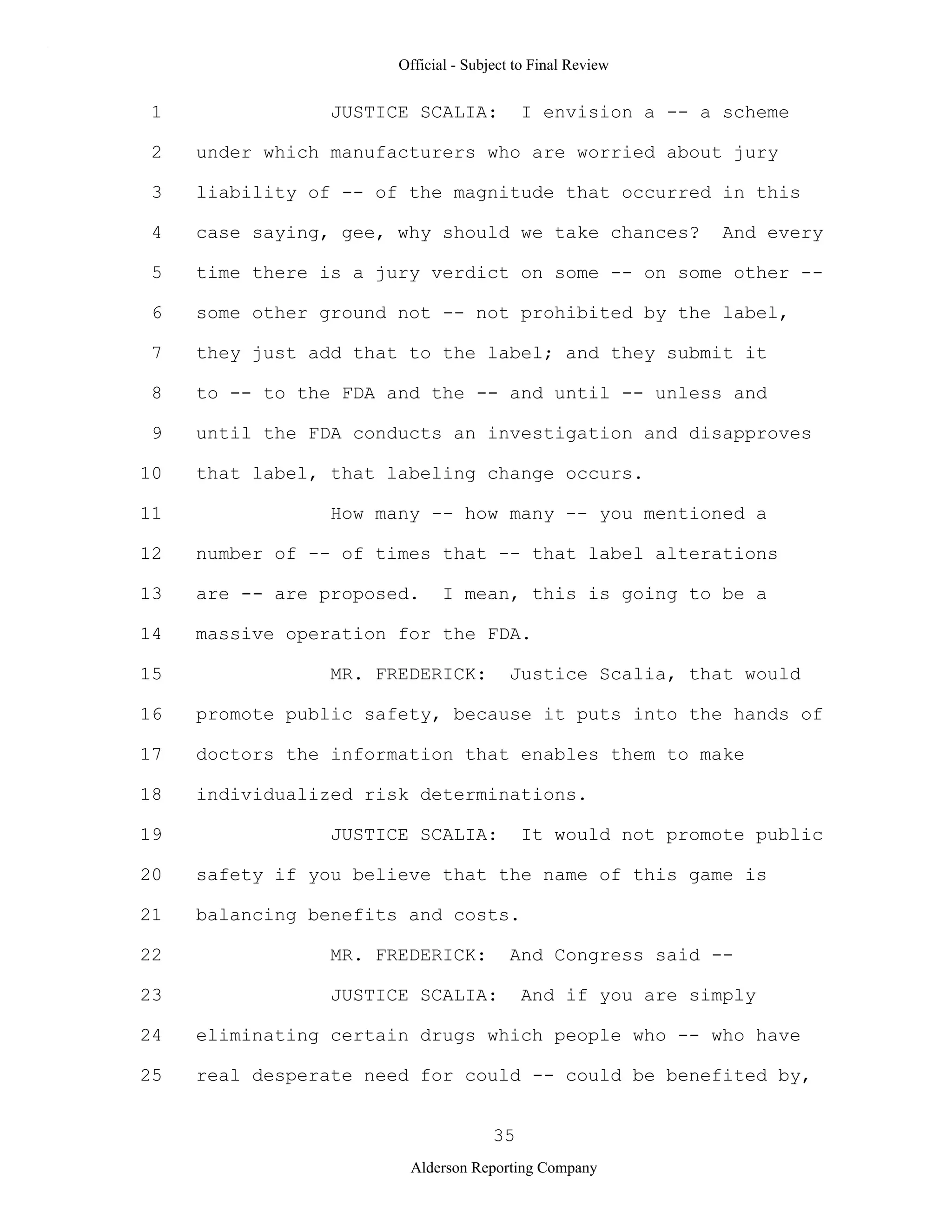2009 BIOL503 Class 3 Supporting document: Wyeth V Levine Scotus Oral Argument Transcript 06 1249