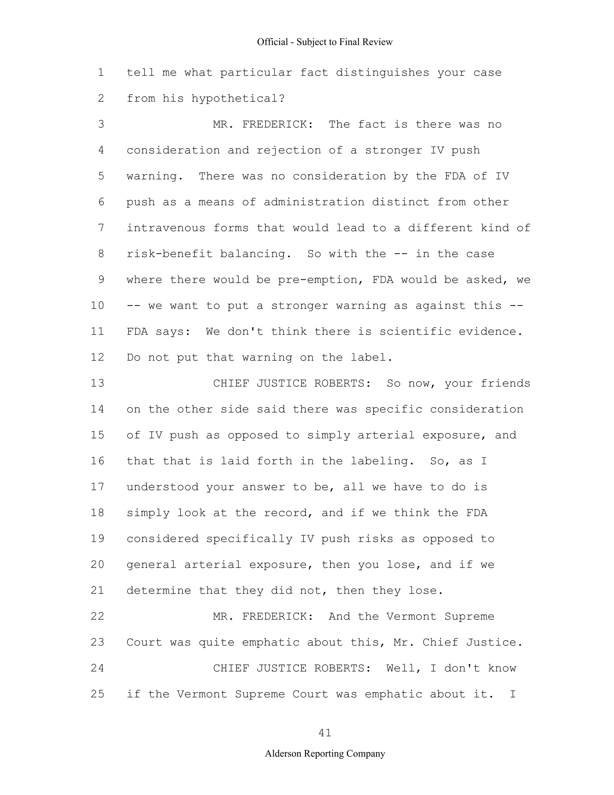2009 BIOL503 Class 3 Supporting document: Wyeth V Levine Scotus Oral Argument Transcript 06 1249