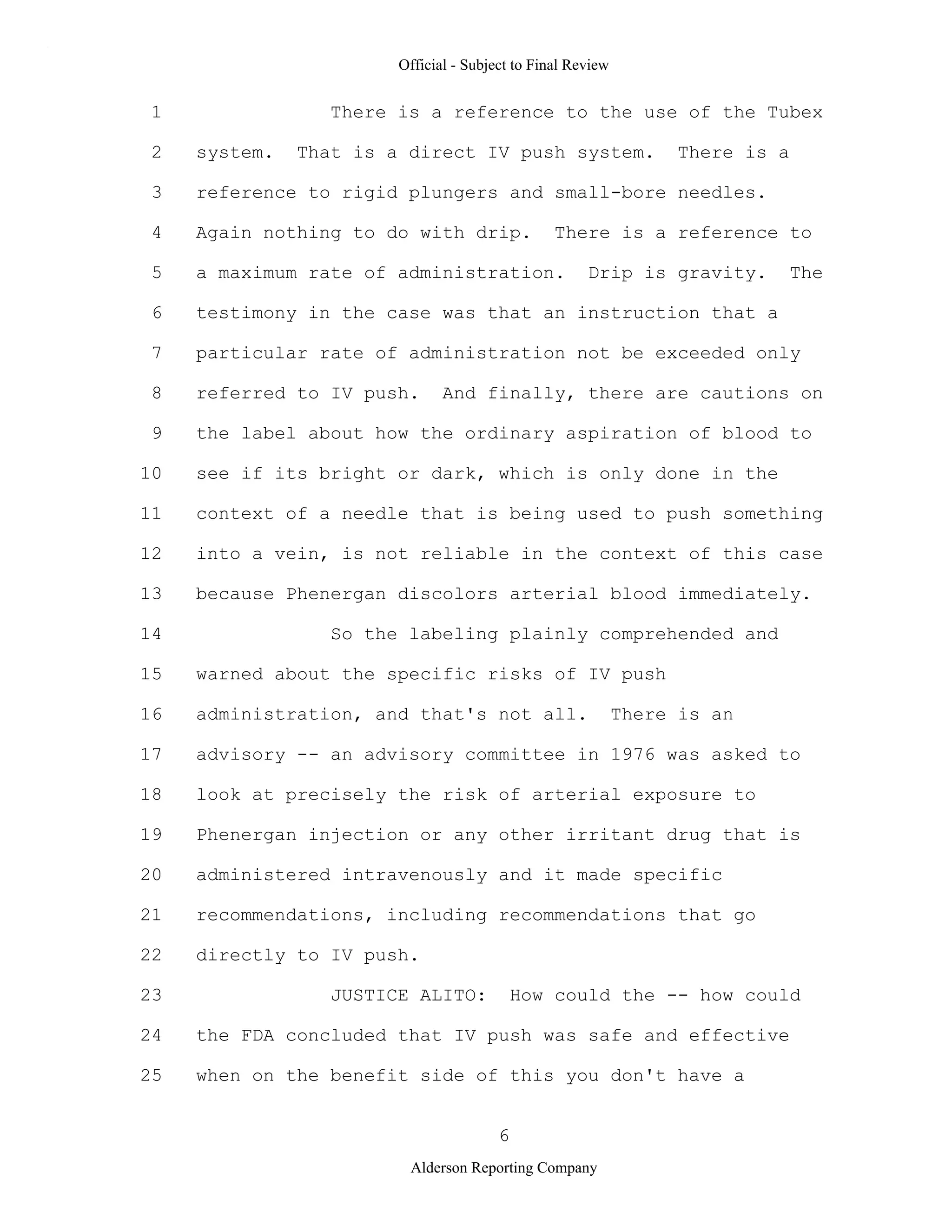 2009 BIOL503 Class 3 Supporting document: Wyeth V Levine Scotus Oral Argument Transcript 06 1249