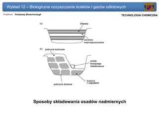 Wykład 12 – Biologiczne oczyszczanie ścieków i gazów odlotowych
Przedmiot: Podstawy Biotechnologii                          Politechnika Gdańska, Inżynieria Biomedyczna
                                                                 TECHNOLOGIA CHEMICZNA




                          Sposoby składowania osadów nadmiernych
 