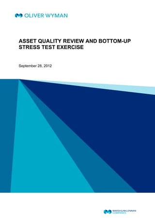 ASSET QUALITY REVIEW AND BOTTOM-UP
STRESS TEST EXERCISE


September 28, 2012
 