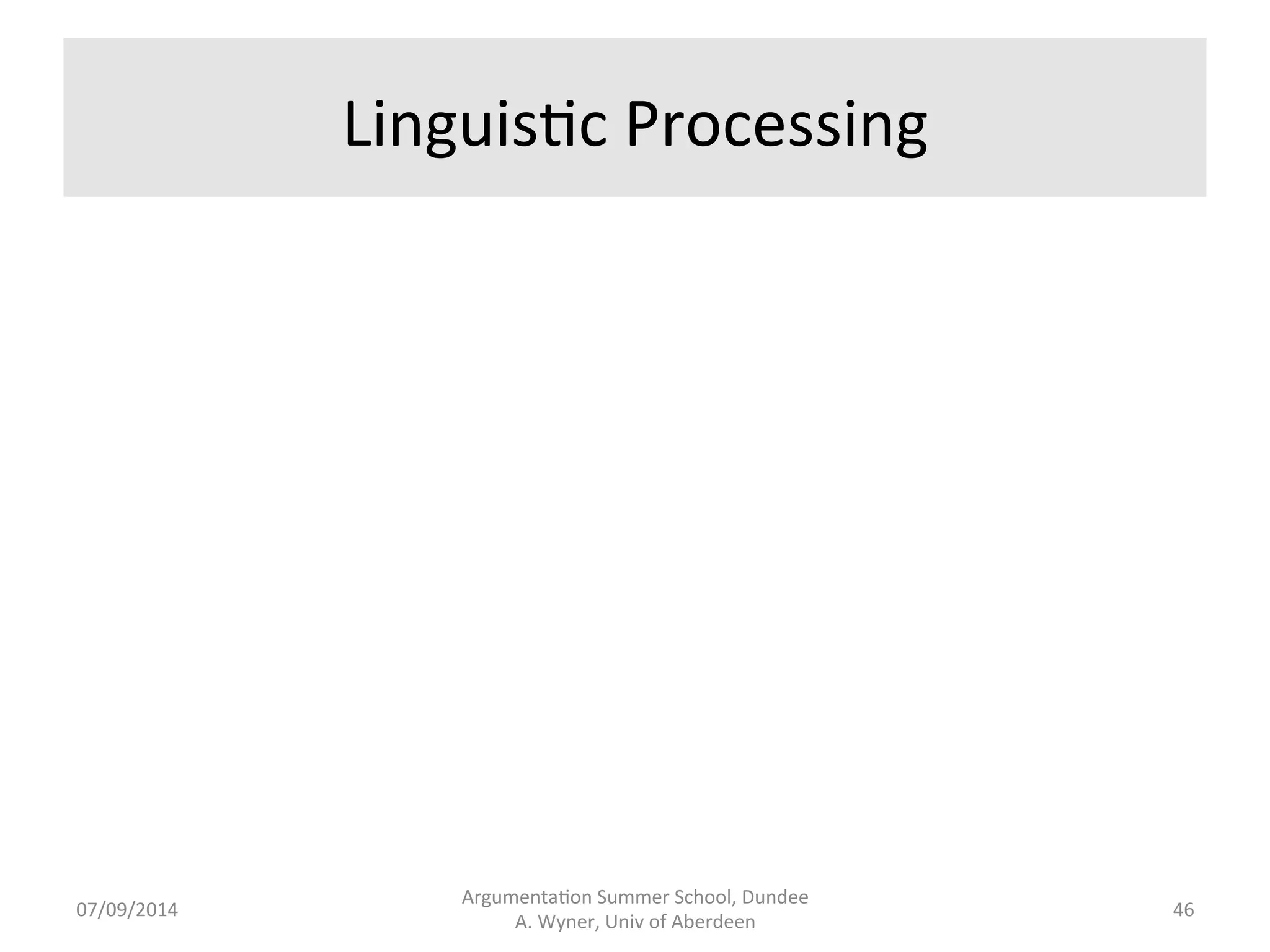 Whazza 
Methodology? 
07/09/2014 
Argumenta.on 
Summer 
School, 
Dundee 
A. 
Wyner, 
Univ 
of 
Aberdeen 
45 
 