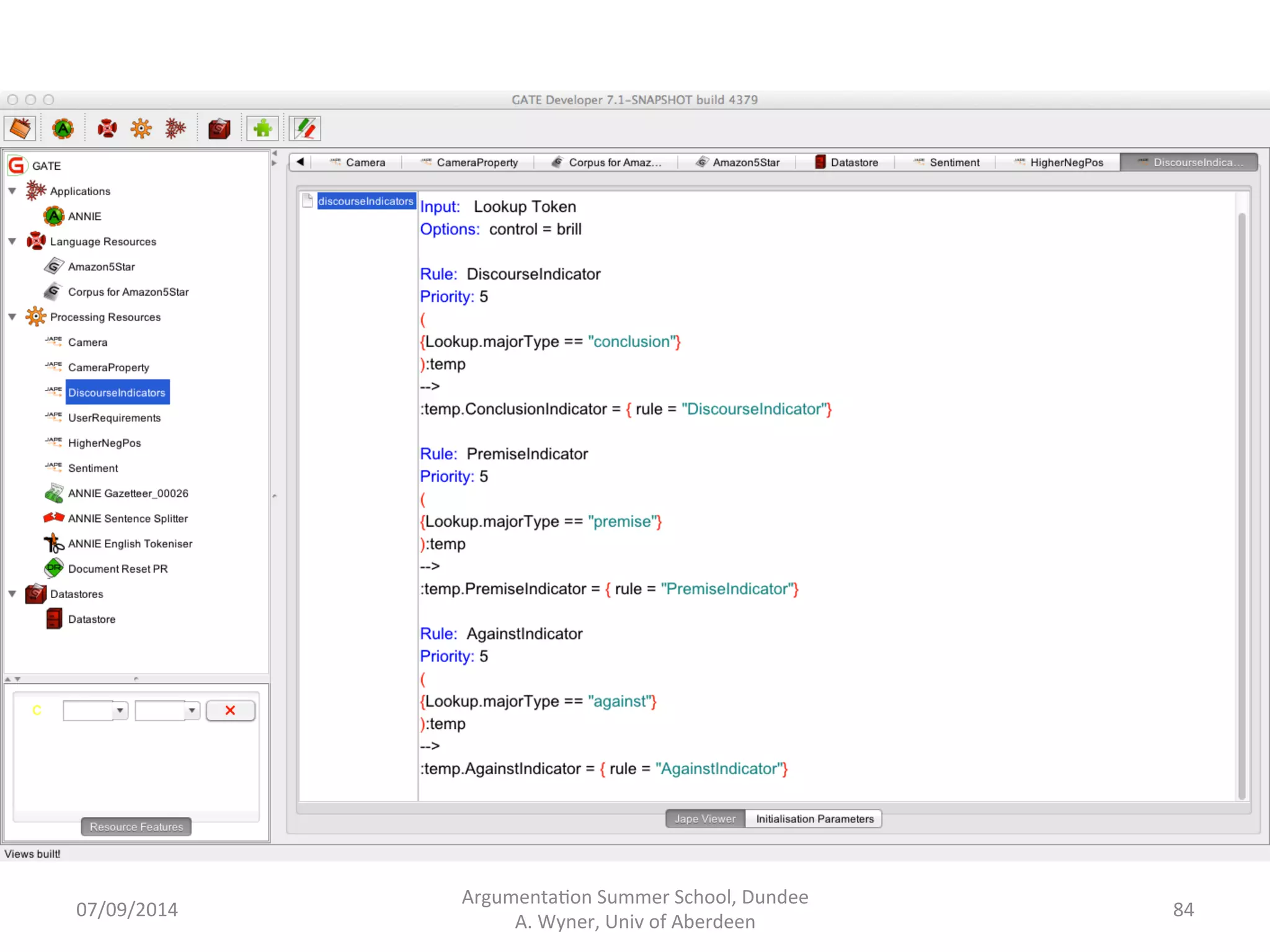Argumenta.on 
Summer 
School, 
Dundee 
07/09/2014 
A. 
Wyner, 
Univ 
of 
Aberdeen 
83 
 