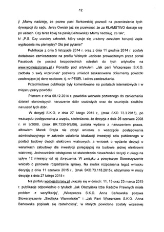Wyrok Sądu Apelacyjnego w Białymstoku z powództwa Anny Barkowskiej