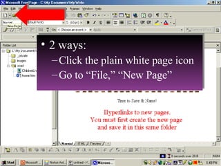 2 ways: Click the plain white page icon Go to “File,” “New Page” 