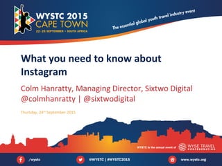 Colm Hanratty, Managing Director, Sixtwo Digital
@colmhanratty | @sixtwodigital
What you need to know about
Instagram
Thursday, 24th
September 2015
 