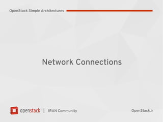|
Network Connections
IRAN Community OpenStack.ir
OpenStack Simple Architectures
 
