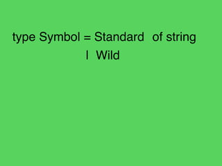 type Symbol = Standard of string
| Wild
i.e. Wild
 