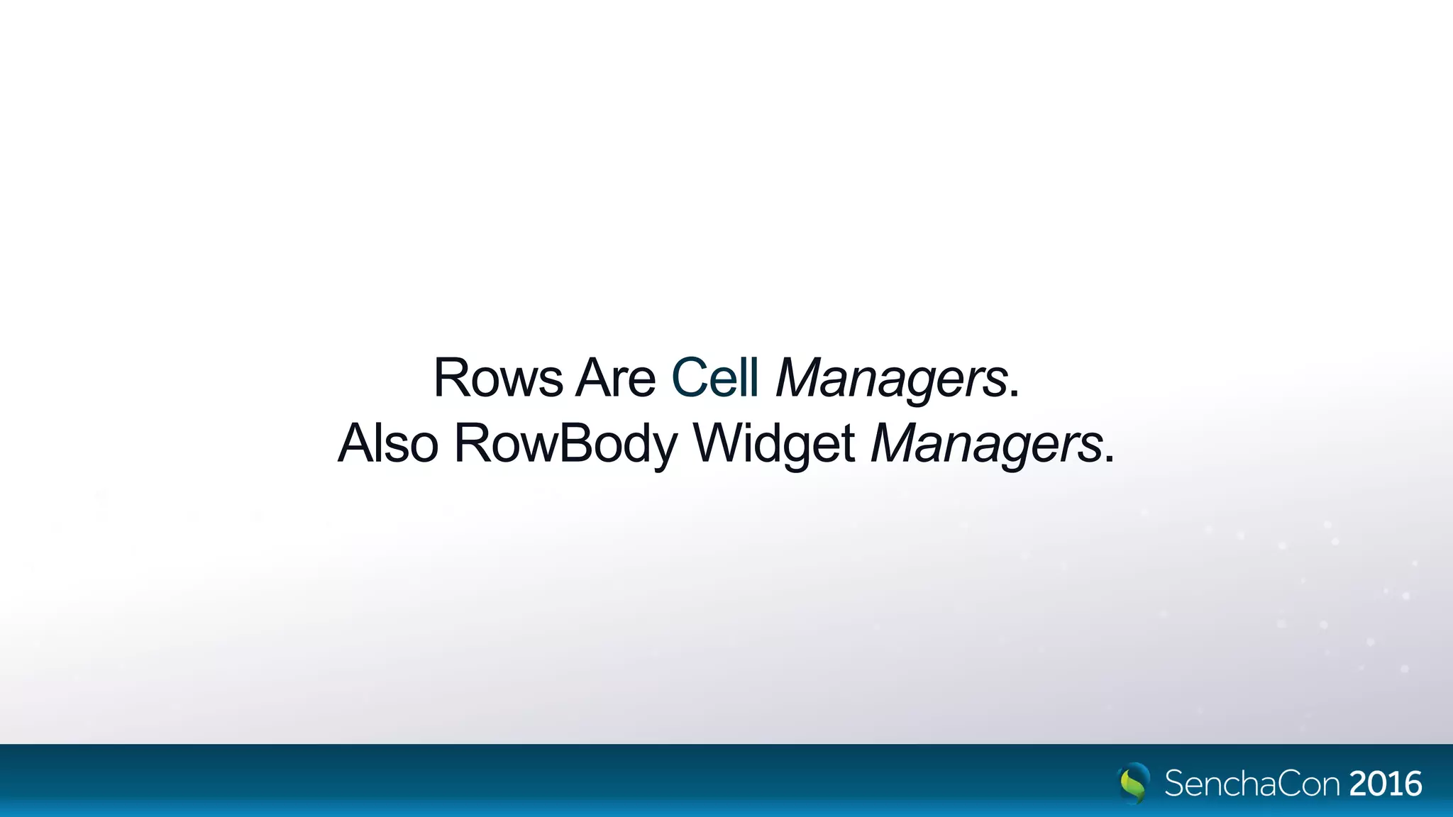 Rows Are Cell Managers.
Also RowBody Widget Managers.
 