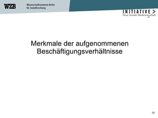 Merkmale der aufgenommenen Beschäftigungsverhältnisse 