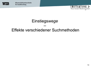 Einstiegs wege   –  Effekte verschiedener Suchmethoden 