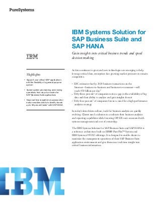 IBM Systems Solution for SAP Business Suite and SAP HANA