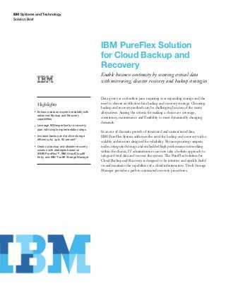 IBM PureFlex Solution for Cloud Backup and Recovery