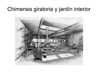 Chimenea giratoria y jardín interior

 