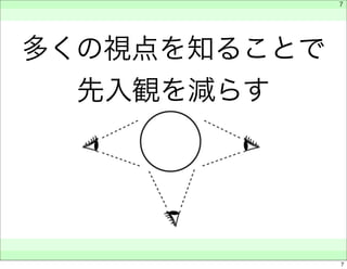 多くの視点を知ることで 
先入観を減らす 
　 
　 
　　 
7 
7 
 