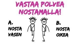 Vastaa polvea
nostamalla!
a.
Nosta
vasen
b.
Nosta
oikea
 