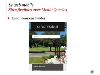 18Le web mobileSites flexibles avec Media Queries Les dimensions fluides 