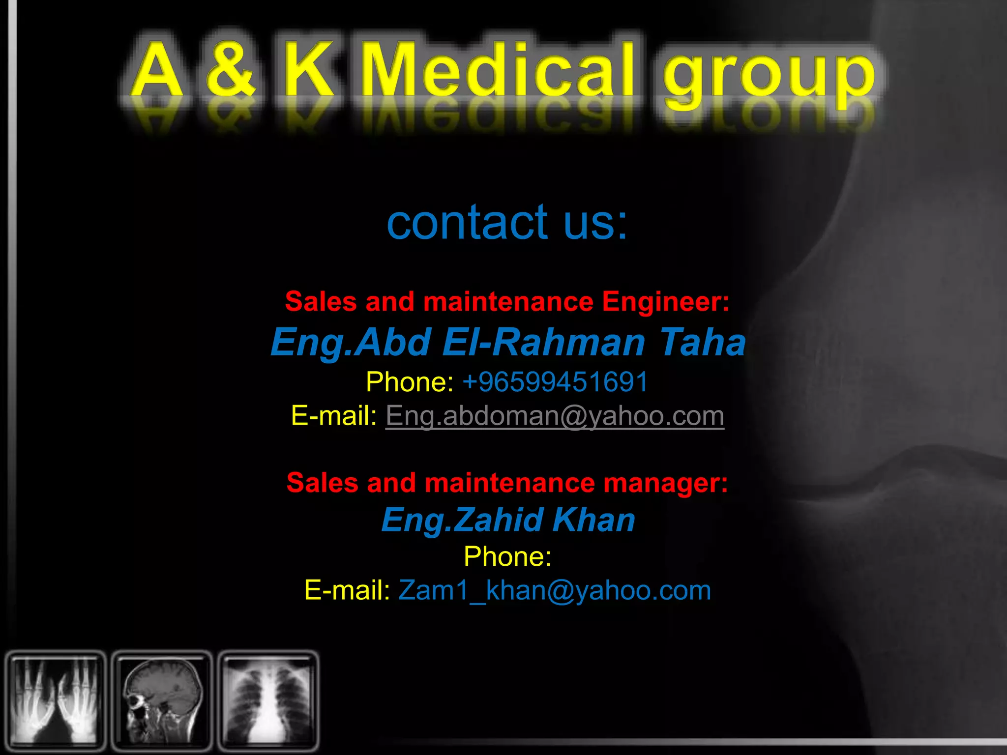 contact us:
Sales and maintenance Engineer:
Eng.Abd El-Rahman Taha
Phone: +96599451691
E-mail: Eng.abdoman@yahoo.com
Sales and maintenance manager:
Eng.Zahid Khan
Phone:
E-mail: Zam1_khan@yahoo.com