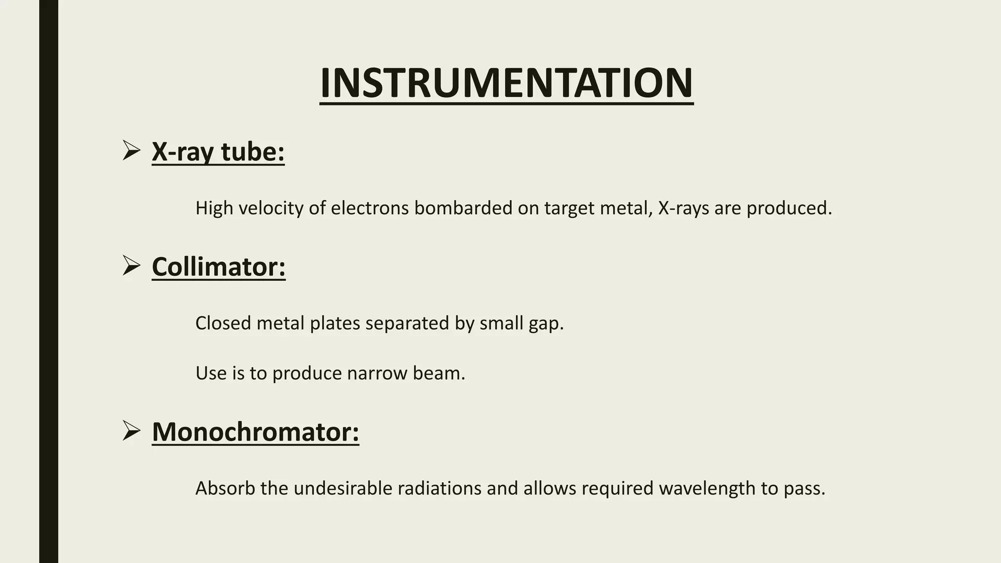 X-ray diffraction, basic principle, instruments, Bragg's law ...