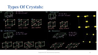 Types Of Crystals:
Department Of Pharmaceutical Chemistry 18
 