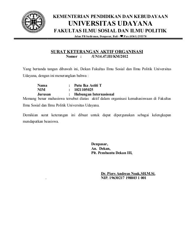 jalan surat contoh aktif organisasi X surat