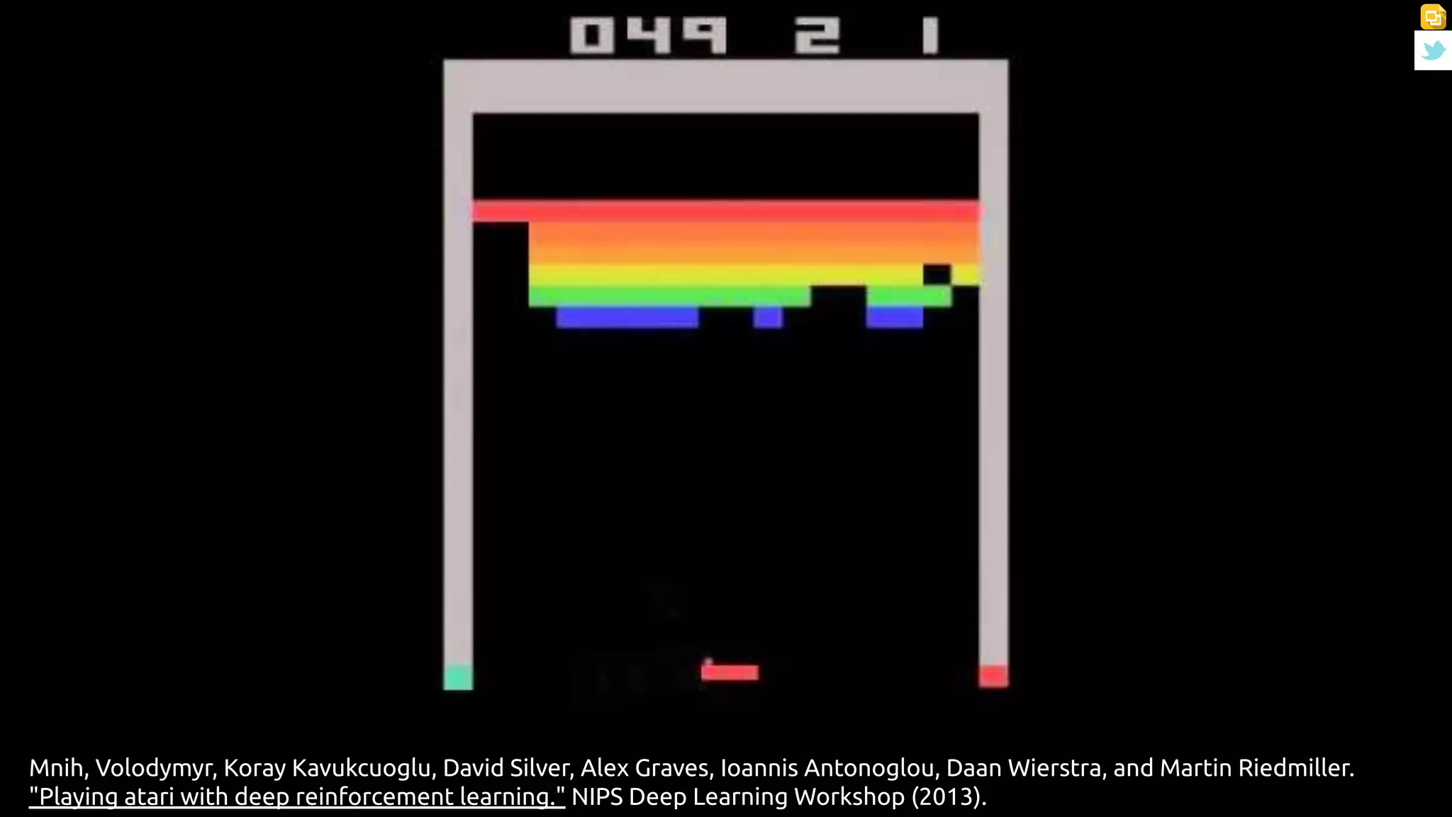 bit.ly/commsenselab
@DocXavi
78
Mnih, Volodymyr, Koray Kavukcuoglu, David Silver, Alex Graves, Ioannis Antonoglou, Daan Wierstra, and Martin Riedmiller.
"Playing atari with deep reinforcement learning." NIPS Deep Learning Workshop (2013).
 