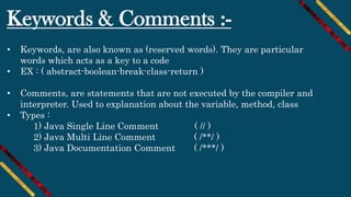 Android course session 1 ( intoduction to java ) | PPT