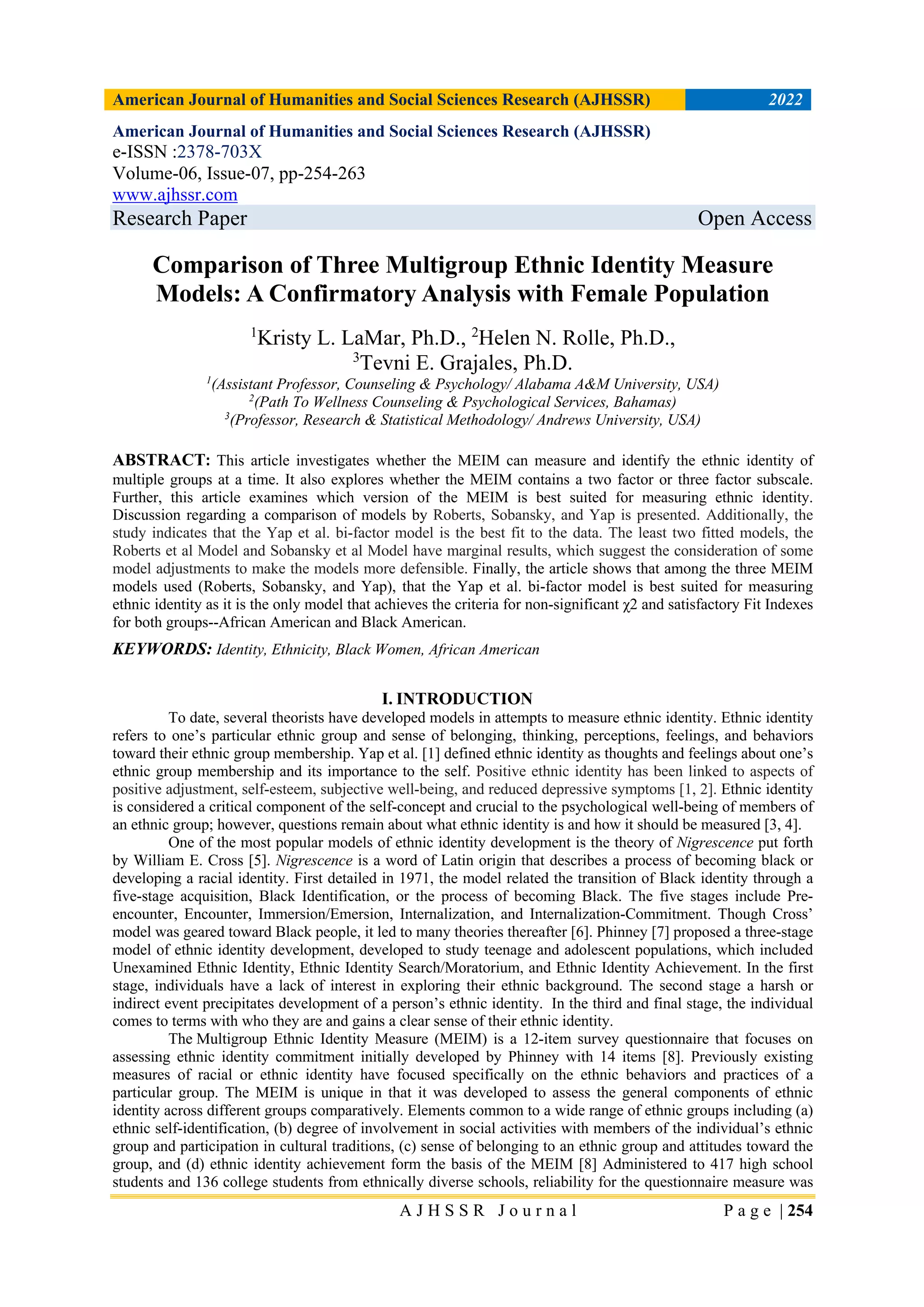 Comparison of Three Multigroup Ethnic Identity Measure Models: A ...