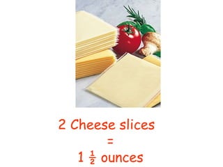 2 Cheese slices
=
1 ½ ounces
 