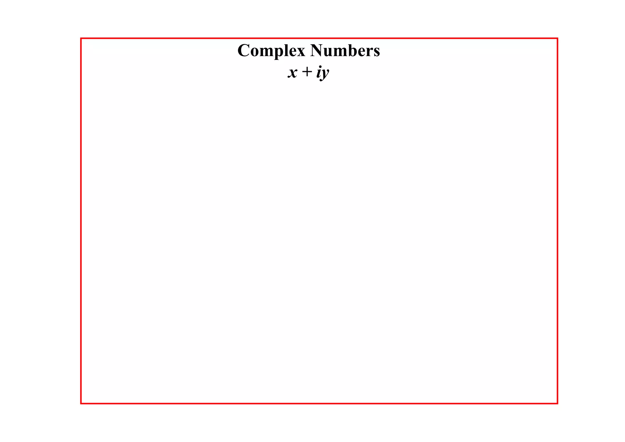 Complex Numbers
x + iy

 