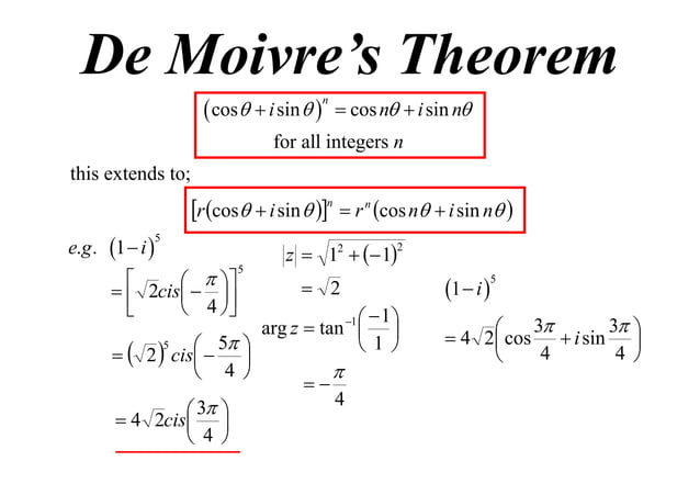 Laplace De Moivre Theorem X2 t01 09 de moivres theorem | PDF