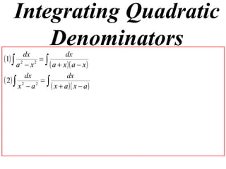 Integrating Quadratic Denominators 