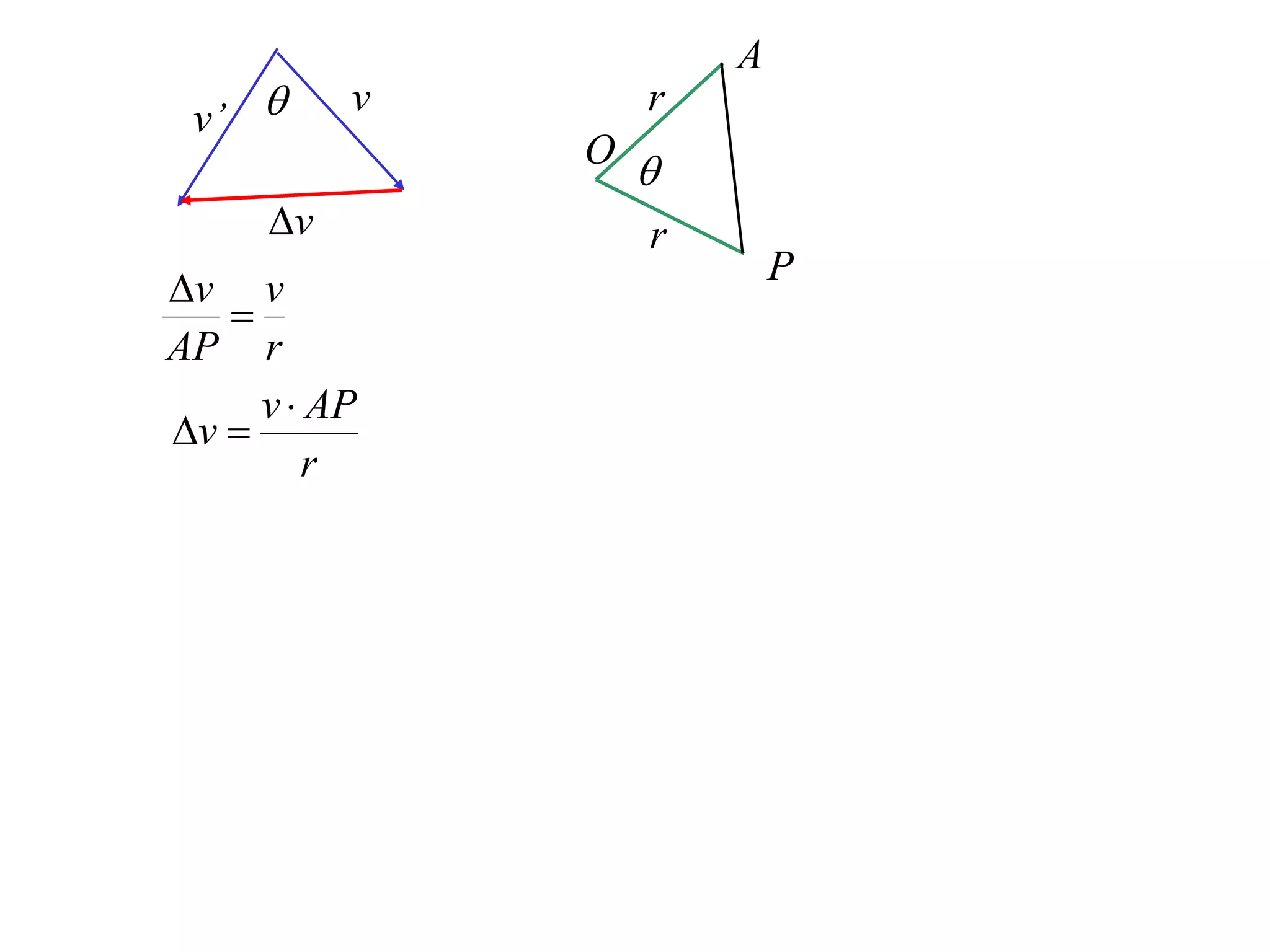 A
 v’ 
          v       r
              O
                  
     v           r
                          P
v v
   
AP r
     v  AP
v 
        r
 