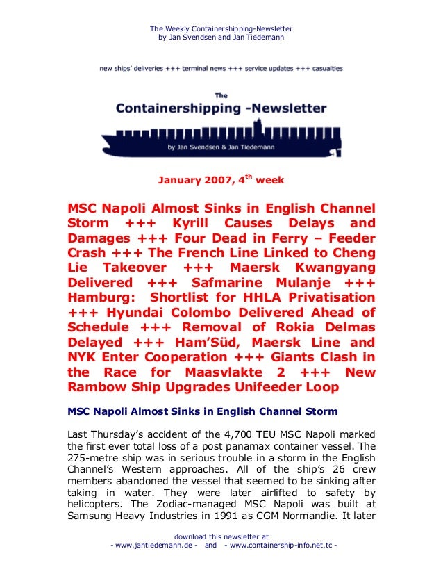The Weekly Containershipping Newsletter By Jan Svendsen And Jan Tied