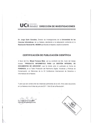 Certificado de Publicación Científica