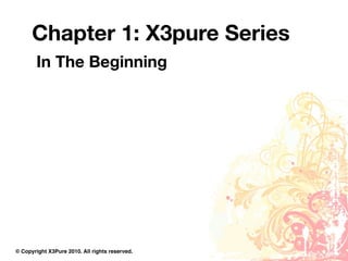 Chapter 1: X3pure Series
       In The Beginning




© Copyright X3Pure 2010. All rights reserved.
 