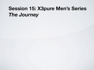 Session 15: X3pure Men’s Series
The Journey
 
