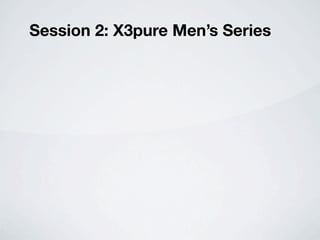Session 2: X3pure Men’s Series
 