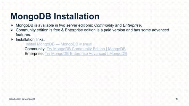 Introduction to MongoDB.pptx | Databases | Computer Software and ...