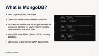 Introduction to MongoDB.pptx | Databases | Computer Software and ...