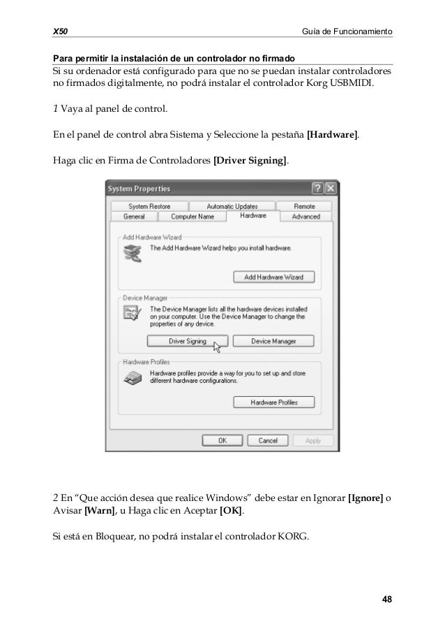 manual del korg x50 en español