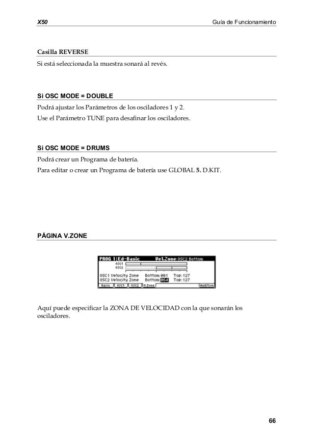 manual del korg x50 en español