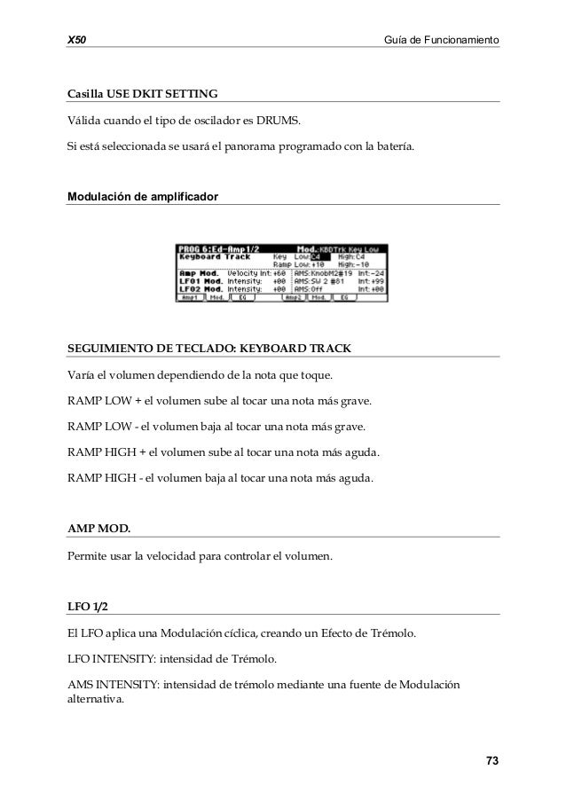 manual del korg x50 en español