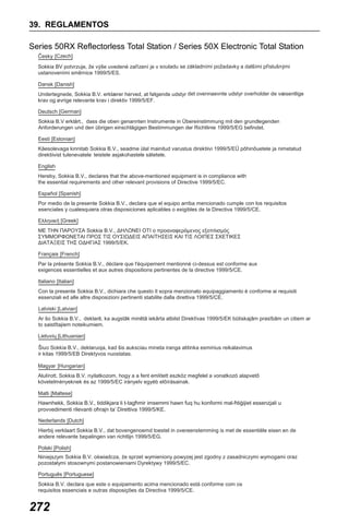 X50RX.book Page 272 Wednesday, May 11, 2011 9:39 AM

39. REGLAMENTOS
Series 50RX Reflectorless Total Station / Series 50X Electronic Total Station

272

 
