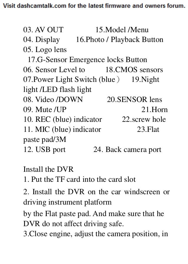 Dual Lens 720p HD DVR X6 I1000 F70 DVR Dash Cam User Manual